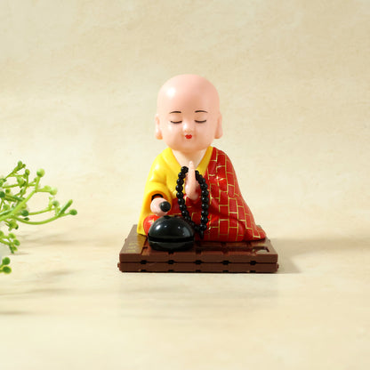 Red Solar Powered Sitting Buddha Statue (1 Pc / Medium)