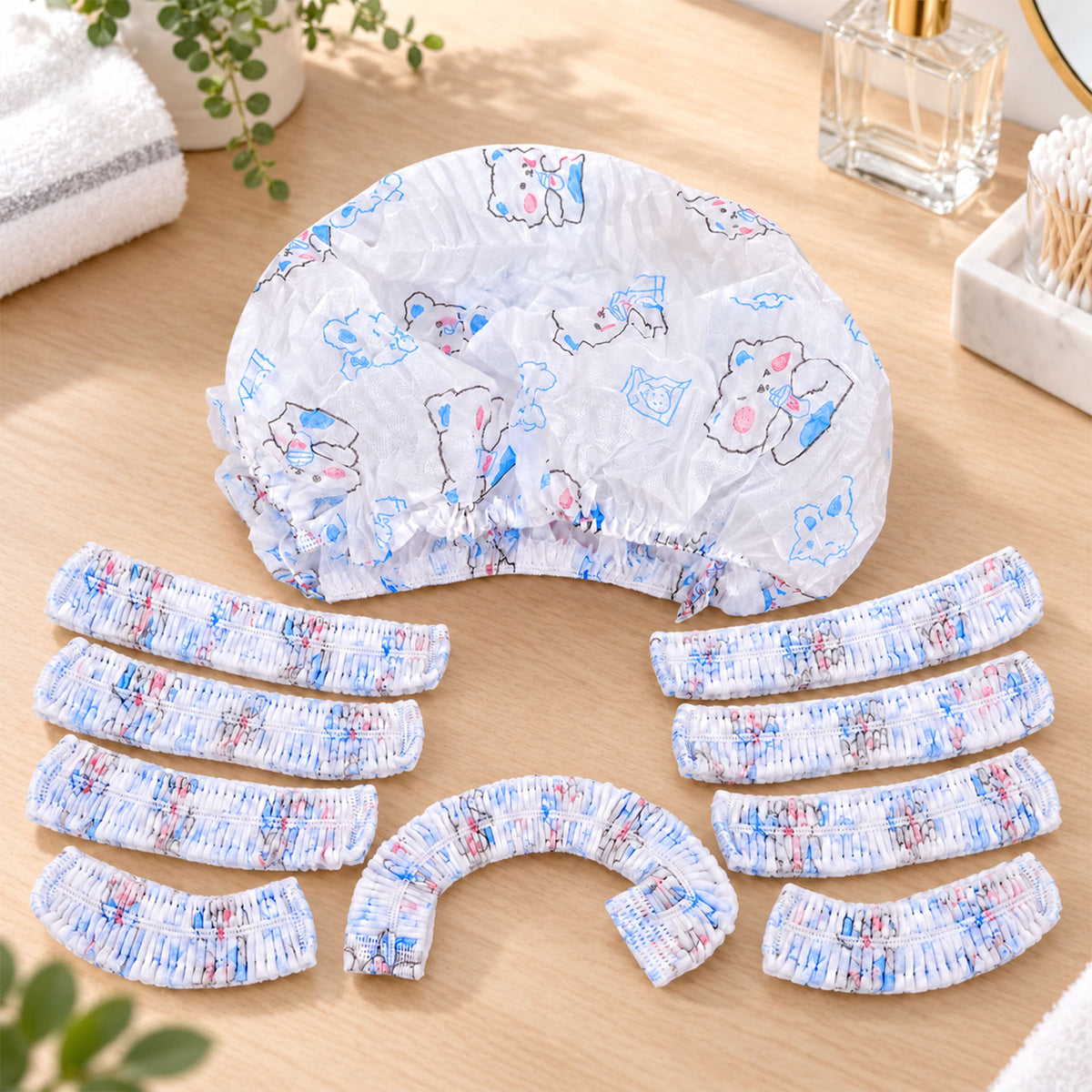 Elastic Fan Dust Covers Set with Cartoon Print for Table Fans (10 Pc)