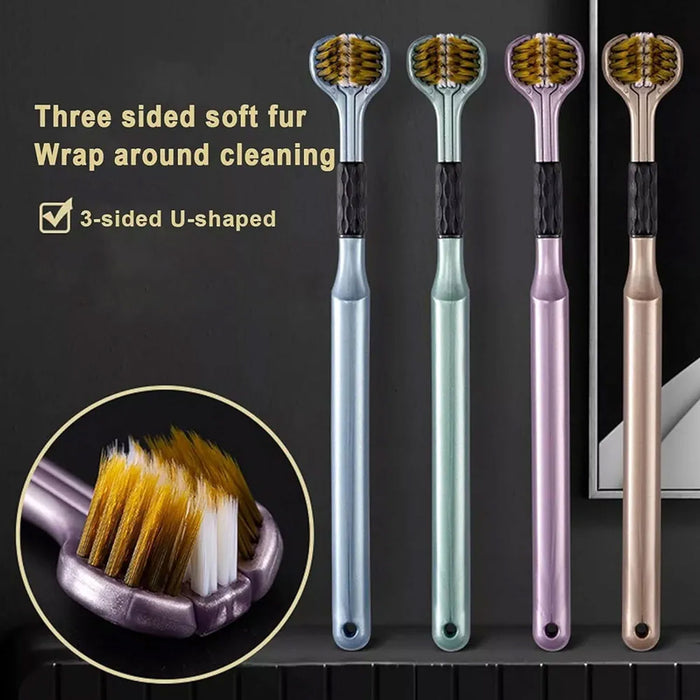 3 Sided Toothbrush, Soft Bristle Toothbrush (2 Pc Set)