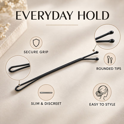 Metal Hair Pins with Rounded Tips for Bun Updo and Everyday Hair Styling (48 Pc)