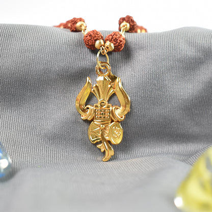 Shiv Pendant with Trishul and Rudraksha: Divine Power and Protection