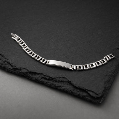 Customized Name Engraved Silver Plate Link Chain Bracelet (1 Pc)