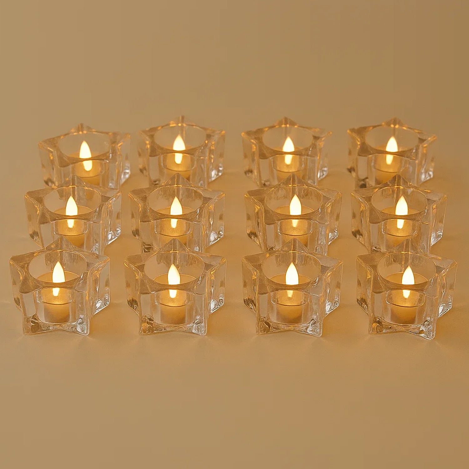 Set of 12 LED Crystal-Effect Flameless Smokeless Candles