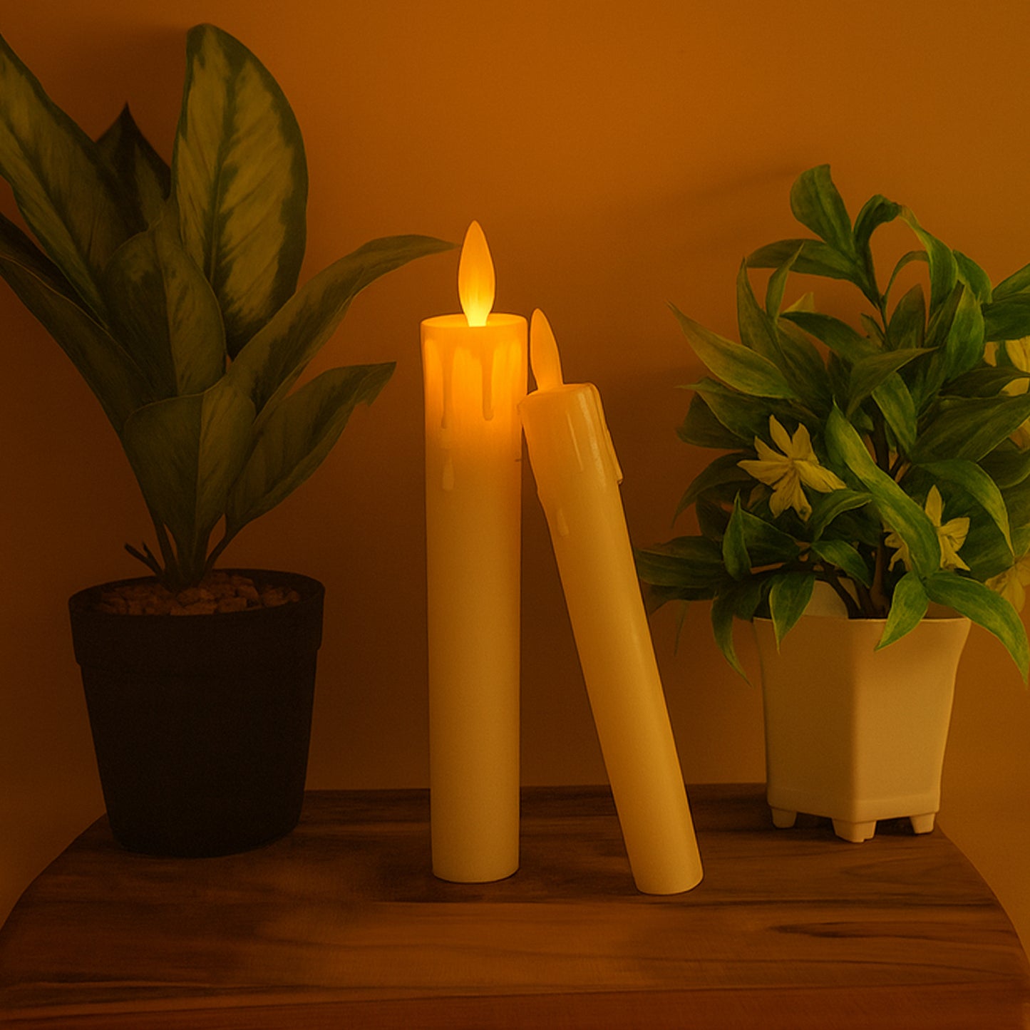 Set of 2 LED Flameless Taper Candles