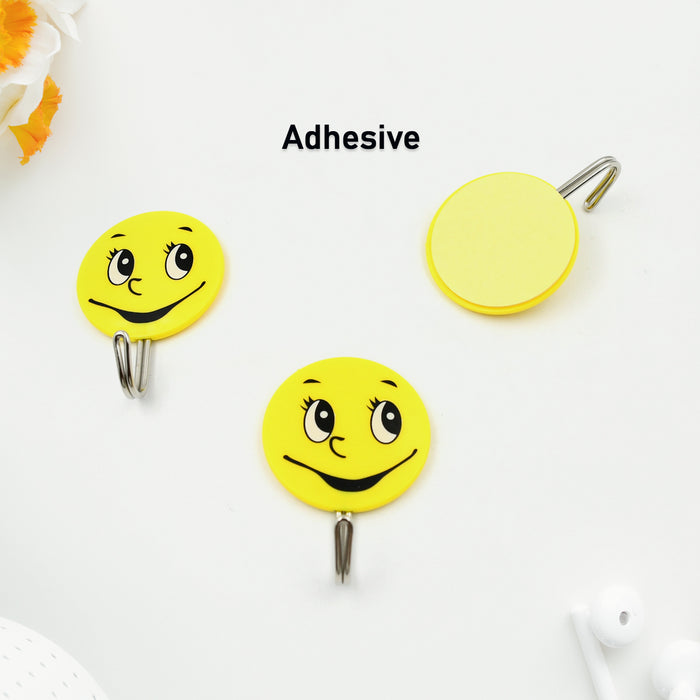 1702 3Pcs Self Adhesive Multipurpose Smiley Hooks For home Use