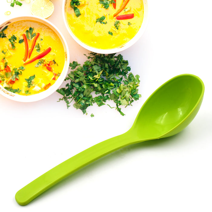 5724 Plastic Spoon Kitchen Multipurpose Serving Ladle for Frying, Serving, Turner, Curry Ladle, Serving Rice, Spoon Used While Eating and Serving Food Stuffs Etc (2 Pcs Set / 10 Inch )