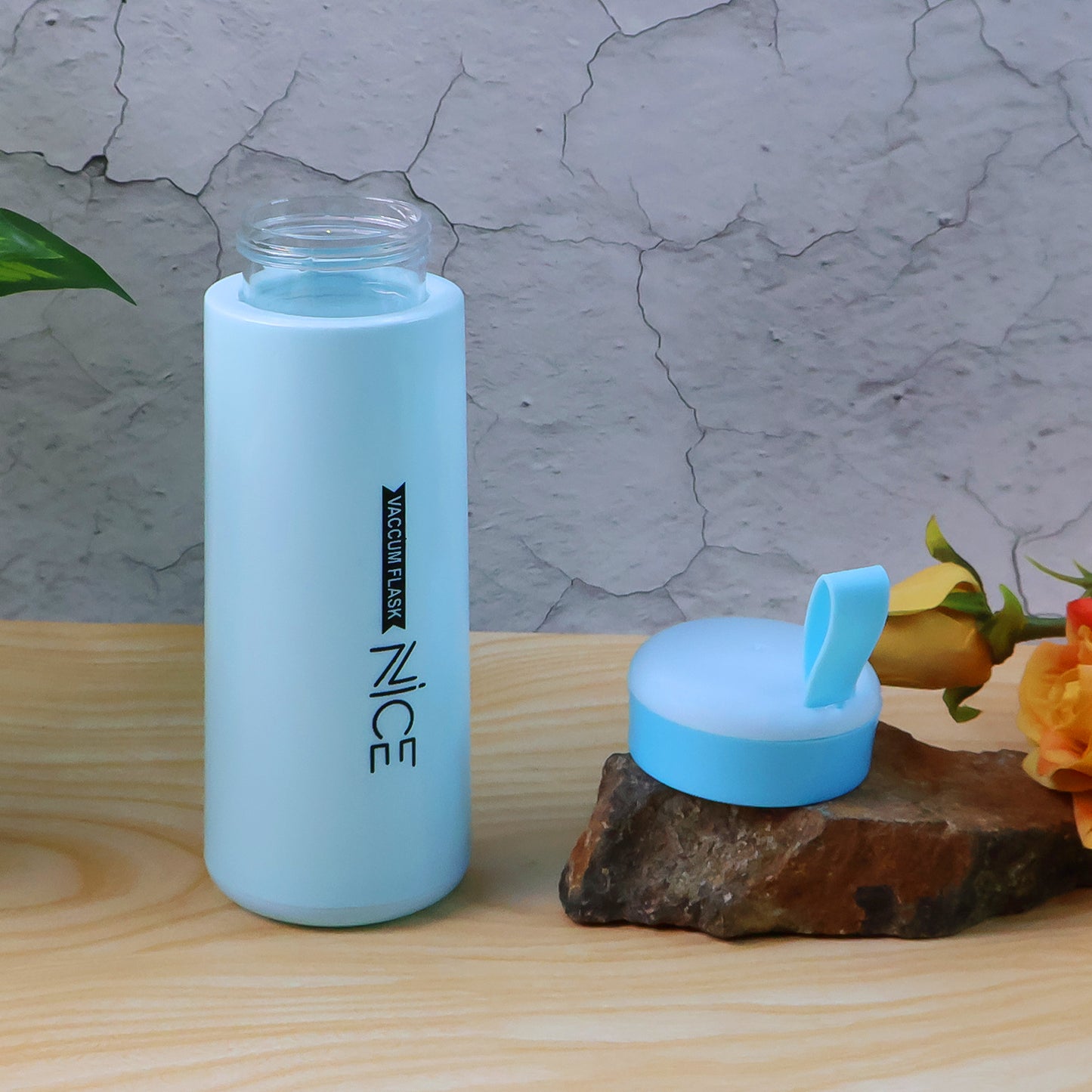 Water bottle 400ml leak proof, glass water bottle with daily water intake for gym and children, Nice Bottle (1 pc / Mix Color)