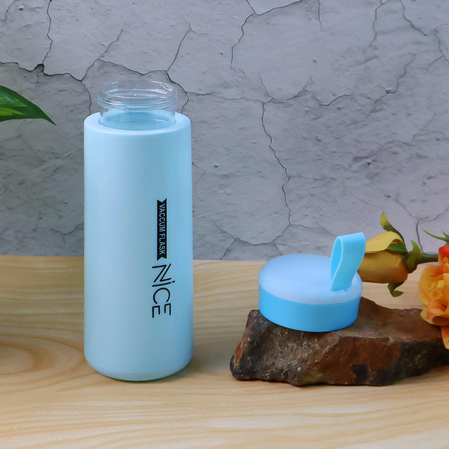 Water bottle 400ml leak proof, glass water bottle with daily water intake for gym and children, Nice Bottle (1 pc / Mix Color)