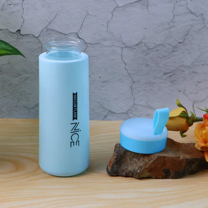 Water bottle 400ml leak proof, glass water bottle with daily water intake for gym and children, Nice Bottle (1 pc / Mix Color)