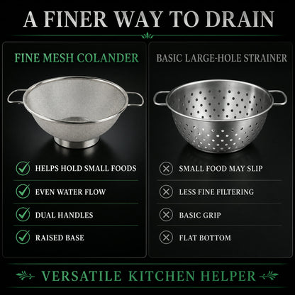 Stainless Steel Mesh Colander – Durable Kitchen Strainer with Handles