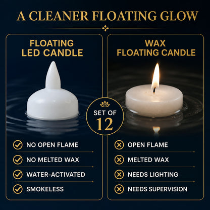 LED Floating Candles – Smokeless Lotus Set of 12 for Festive Decor