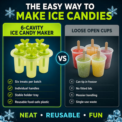 Ice Candy Maker – 6-Cavity BPA-Free Plastic Mold | Indo Glow