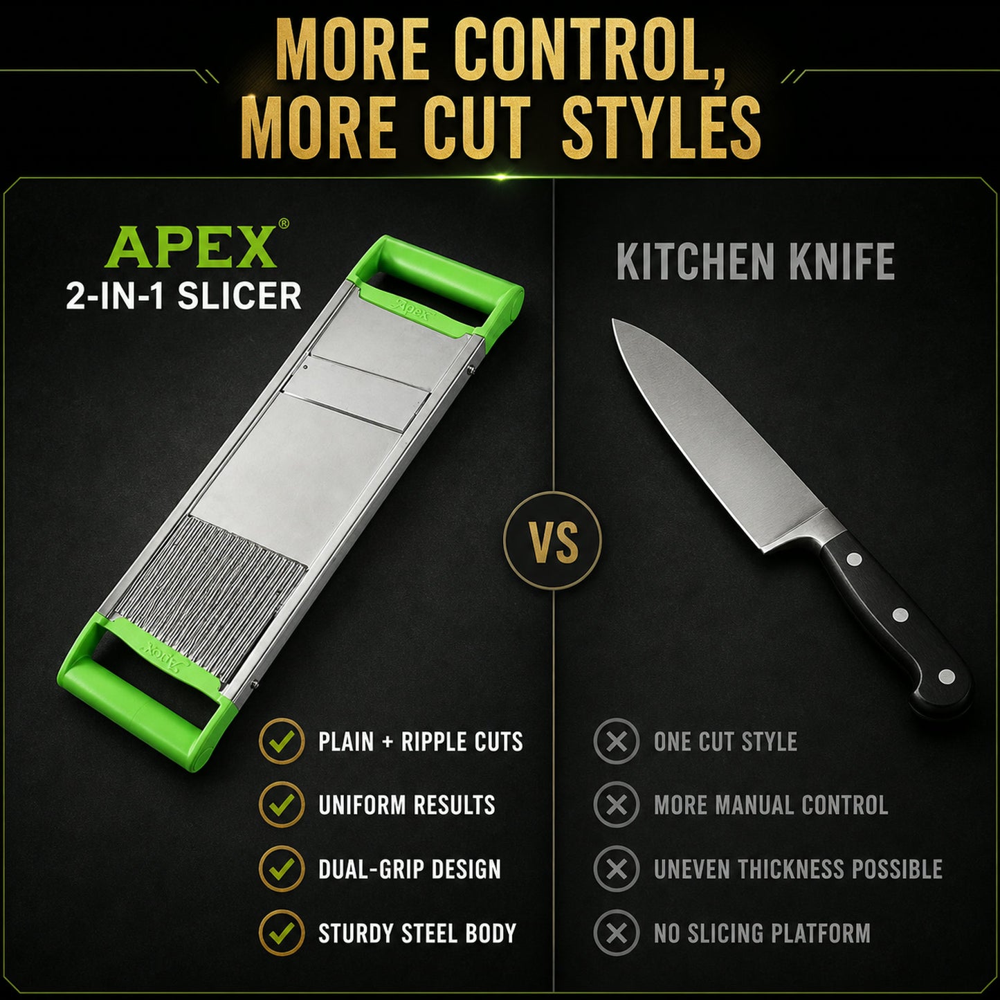 Stainless Steel Vegetable Slicer – Durable 2-in-1 Mandoline Cutter