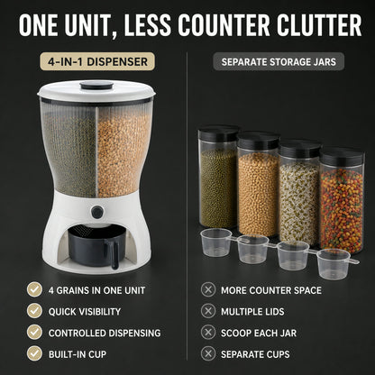 Rice Dispenser – 10L 4-in-1 Grain Storage | Tidy Table
