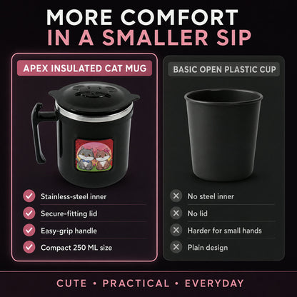 Cat Mug – 250 ml Insulated Stainless Steel for Kids & Gifting