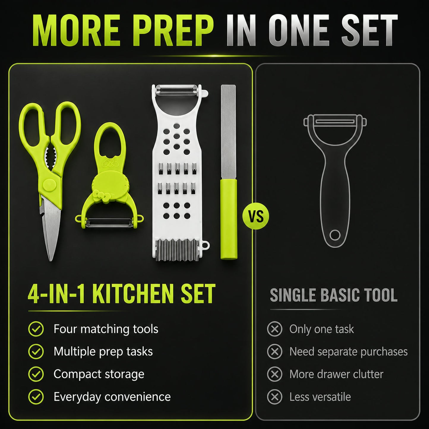 Kitchen Cutting Set – 4-Piece Stainless Steel Multi-Tool Kit