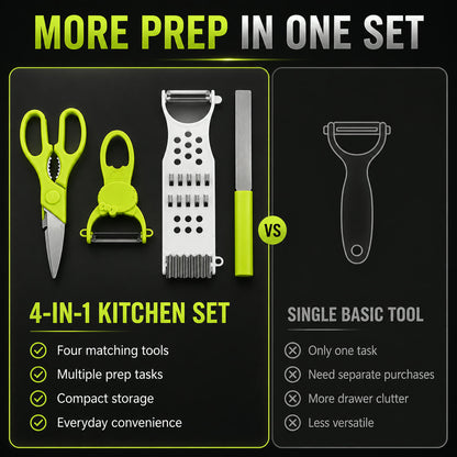 Kitchen Cutting Set – 4-Piece Stainless Steel Multi-Tool Kit