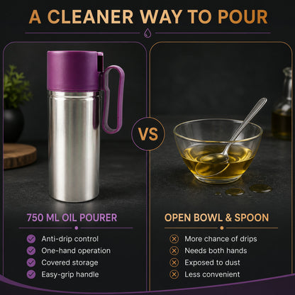 Stainless Steel Oil Pourer – 750ml Anti-Drip Dispenser