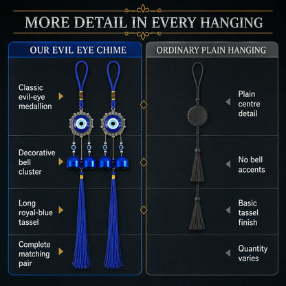 Evil Eye Hanging Wind Chime Set – Protective Home Decor Charm
