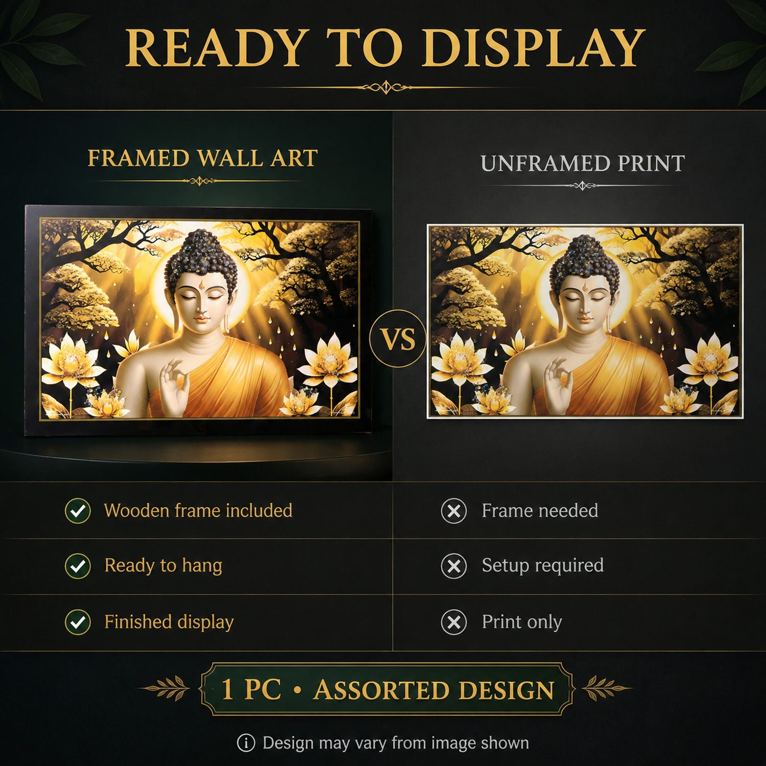 Lord Buddha Wall Painting – Spiritual Decor with Wooden Frame