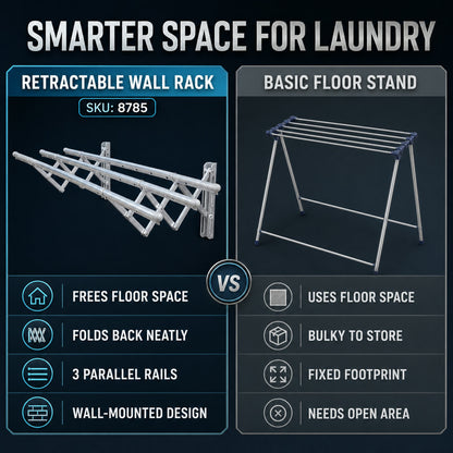 Foldable Clothes Rail – Stainless Steel Wall Mount | BathNova