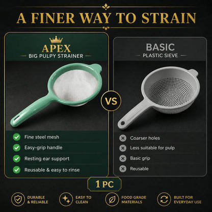 Large Kitchen Strainer – Fine Stainless-Steel Mesh with Easy-Grip