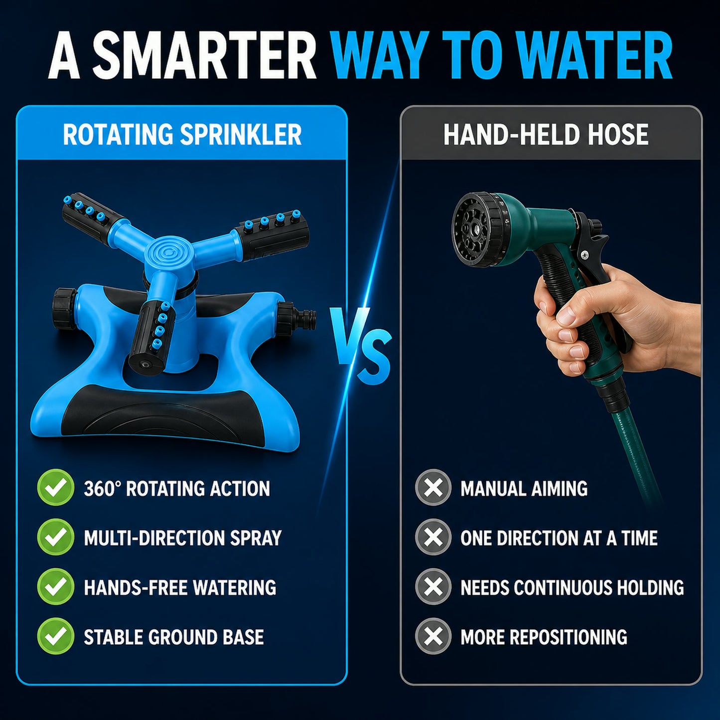 Garden Water Sprinkler – 360° Rotating for Full Coverage