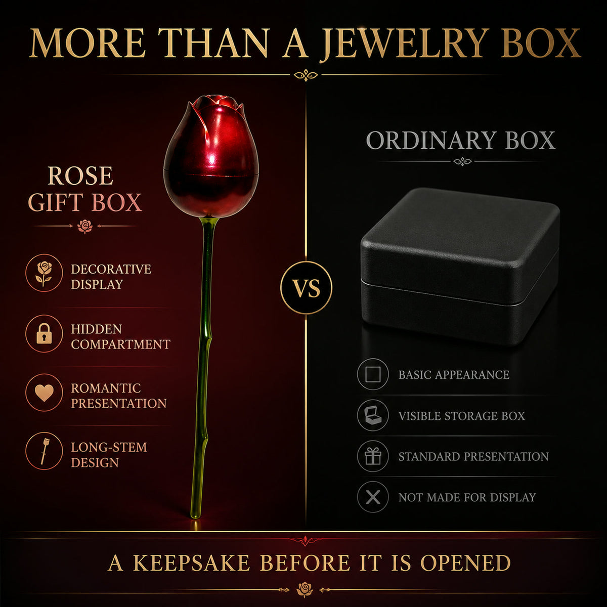 Red Rose Jewelry Box – Romantic Metal Gift | Glimmerly