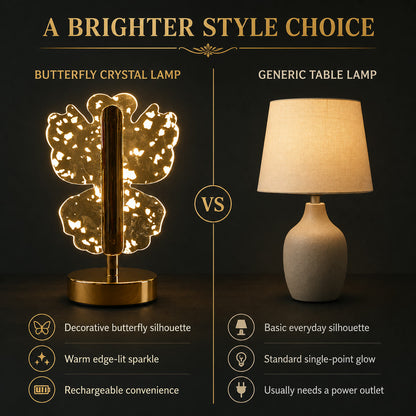 Crystal LED Table Lamp – Luxury Golden Butterfly Accent