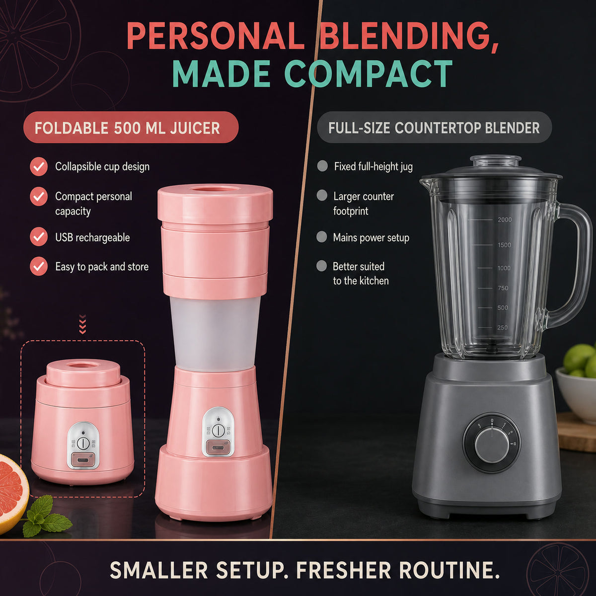 Portable Electric Juicer – 6 Blades 500ml Blender | Chef’s Embrace