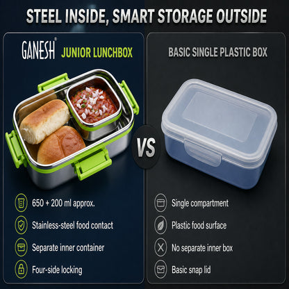 Ganesh Junior Stainless Steel Lunch Pack – Leak-Proof Design