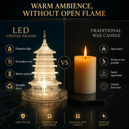 LED Crystal Pagoda Light – Elegant Battery Operated Decor