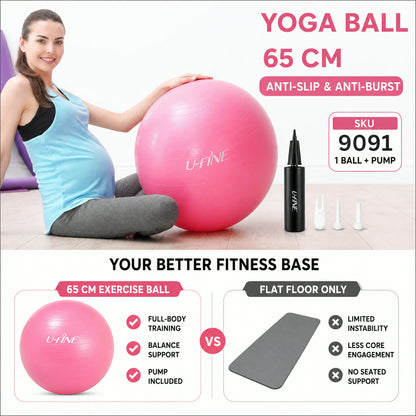 Exercise Ball 65 cm – Anti-Burst & Pump Included | FitFuzion