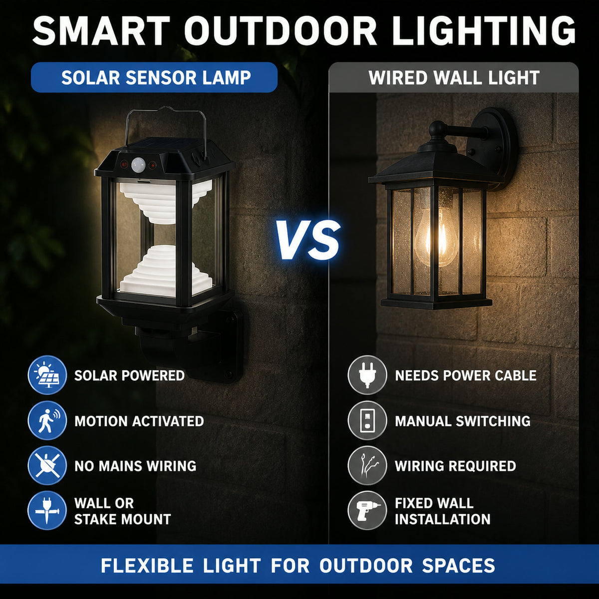 Solar Induction LED Wall Lamp – Motion Sensor Outdoor Light