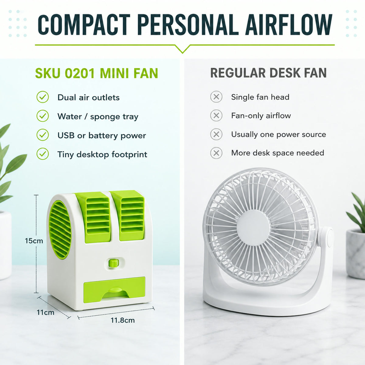 Dual Bladeless Mini Air Conditioner – USB & Fragrance