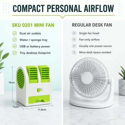 Dual Bladeless Mini Air Conditioner – USB & Fragrance