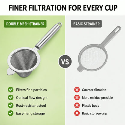 Stainless Steel Tea Strainer – Double Mesh for Smooth Brewing