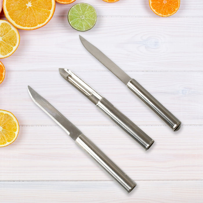 Stainless Steel Multipurpose Sharp Cutting Knife with Non-Slip Handle for Fruit, Meat and Vegetable Chopping (Pack Of 3)