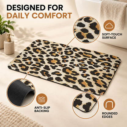 Absorbent Bathroom Mat, Leopard Print Quick Dry Bath Mat (1 Pc, 50x80 Cm)