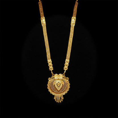 Elegant Gold-Tone Traditional Necklace & Earring Set for Festive and Bridal Wear