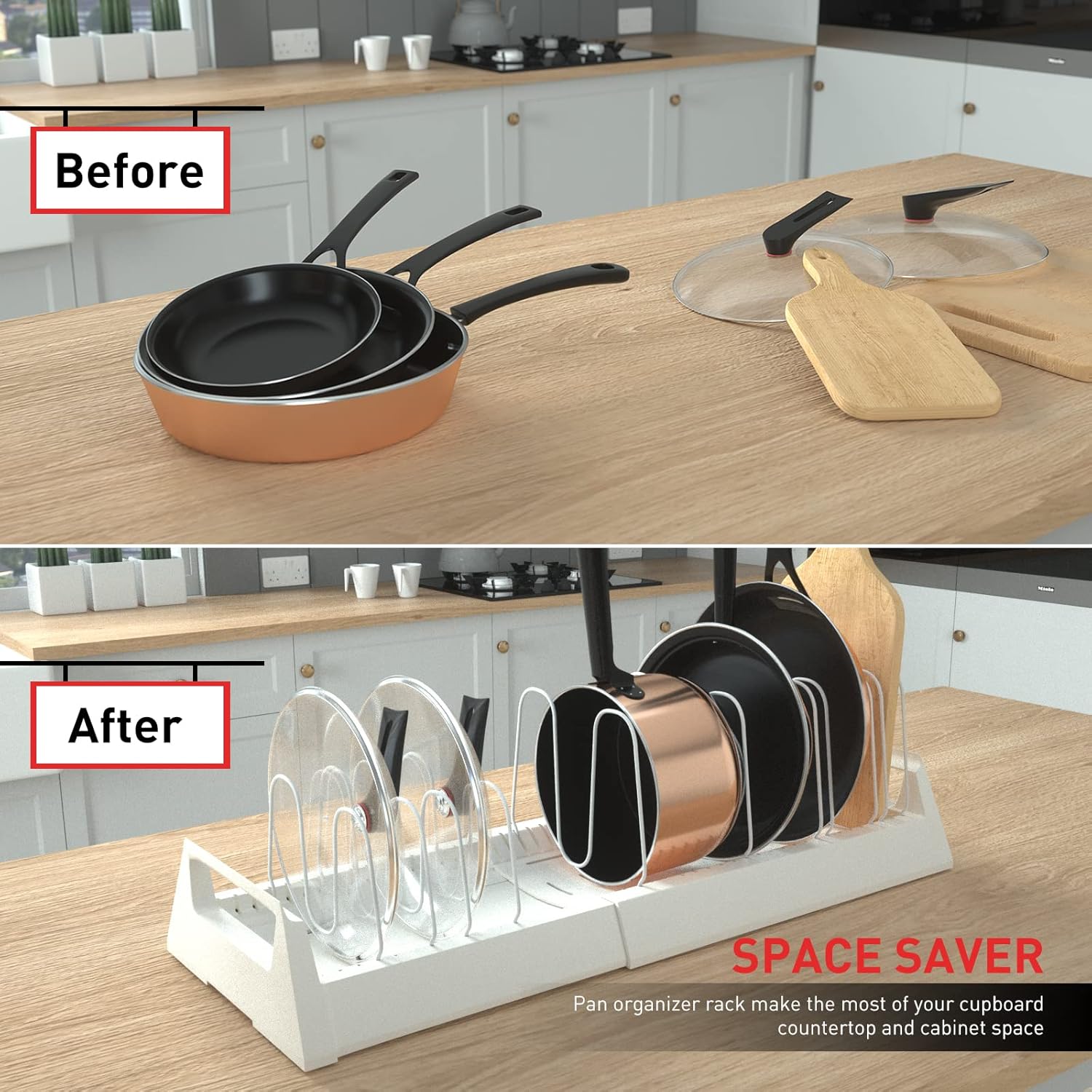 Pots and Pans Organizer Rack for Under Cabinet