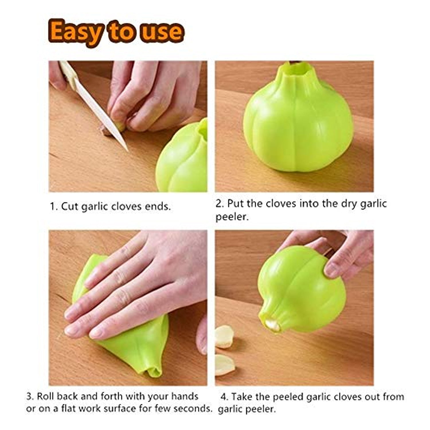 Flexible silicone peeler for garlic and ginger.