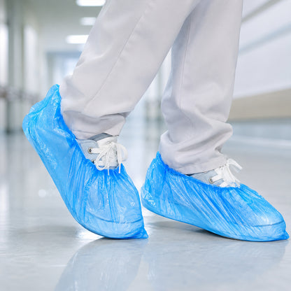 Close-up of disposable shoe cover elastic edge