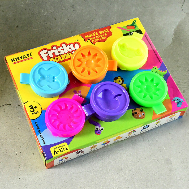 Khyati Frisky Dough Set – 6 Neon Colours with Roller & Cutter Tools