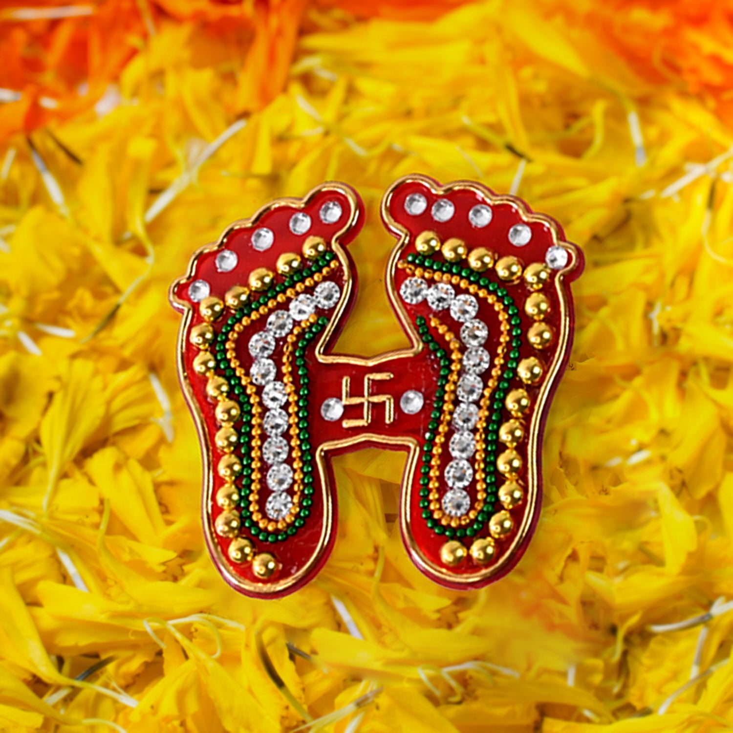 Laxmi Charan Paduka Stickers – Festive Spiritual Home Décor (Pack of 2)