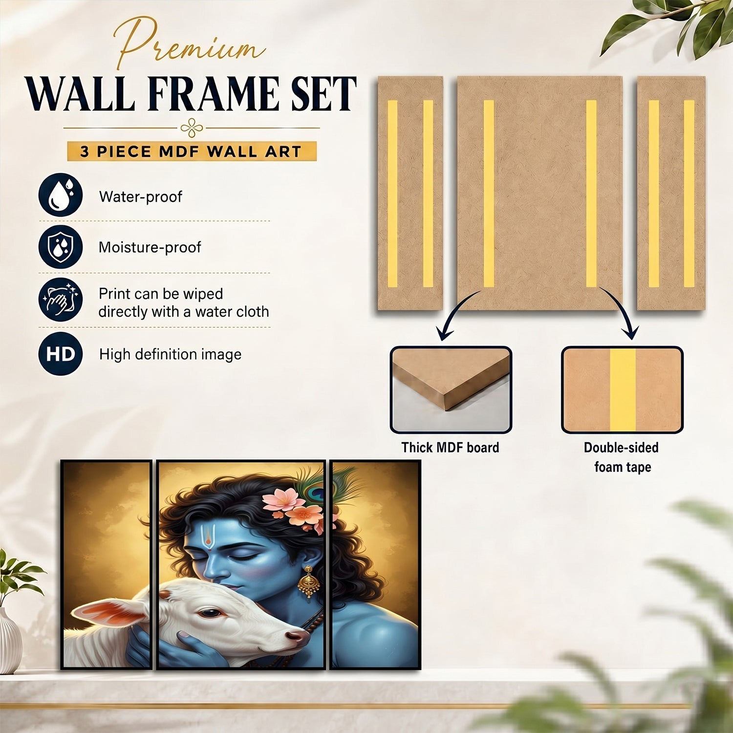 Religious cow Krishna gift frame
