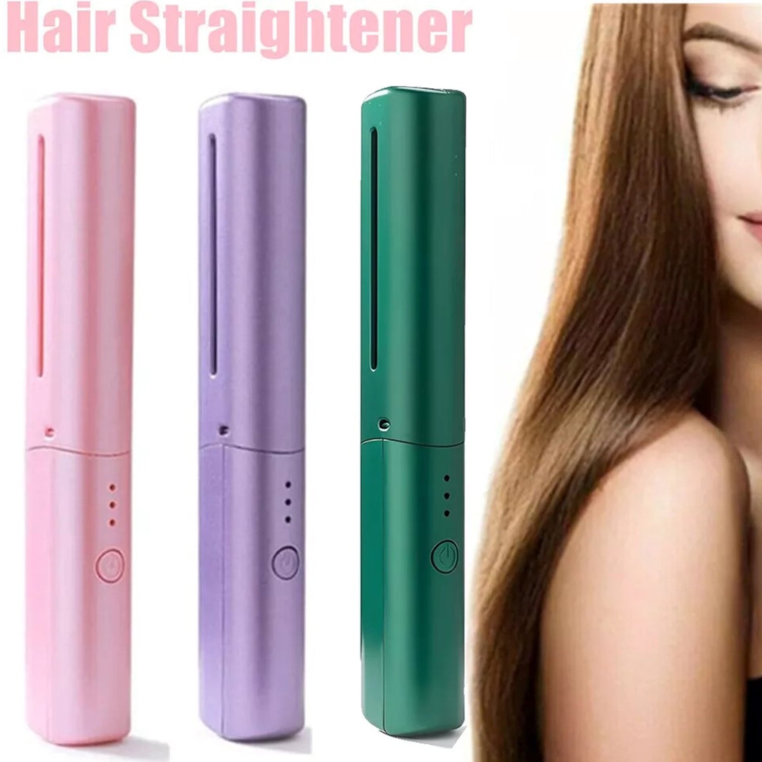 Rechargeable Mini Hair Straightener,  Three Temperature Adjustments Flat Iron Comb (1 Pc)