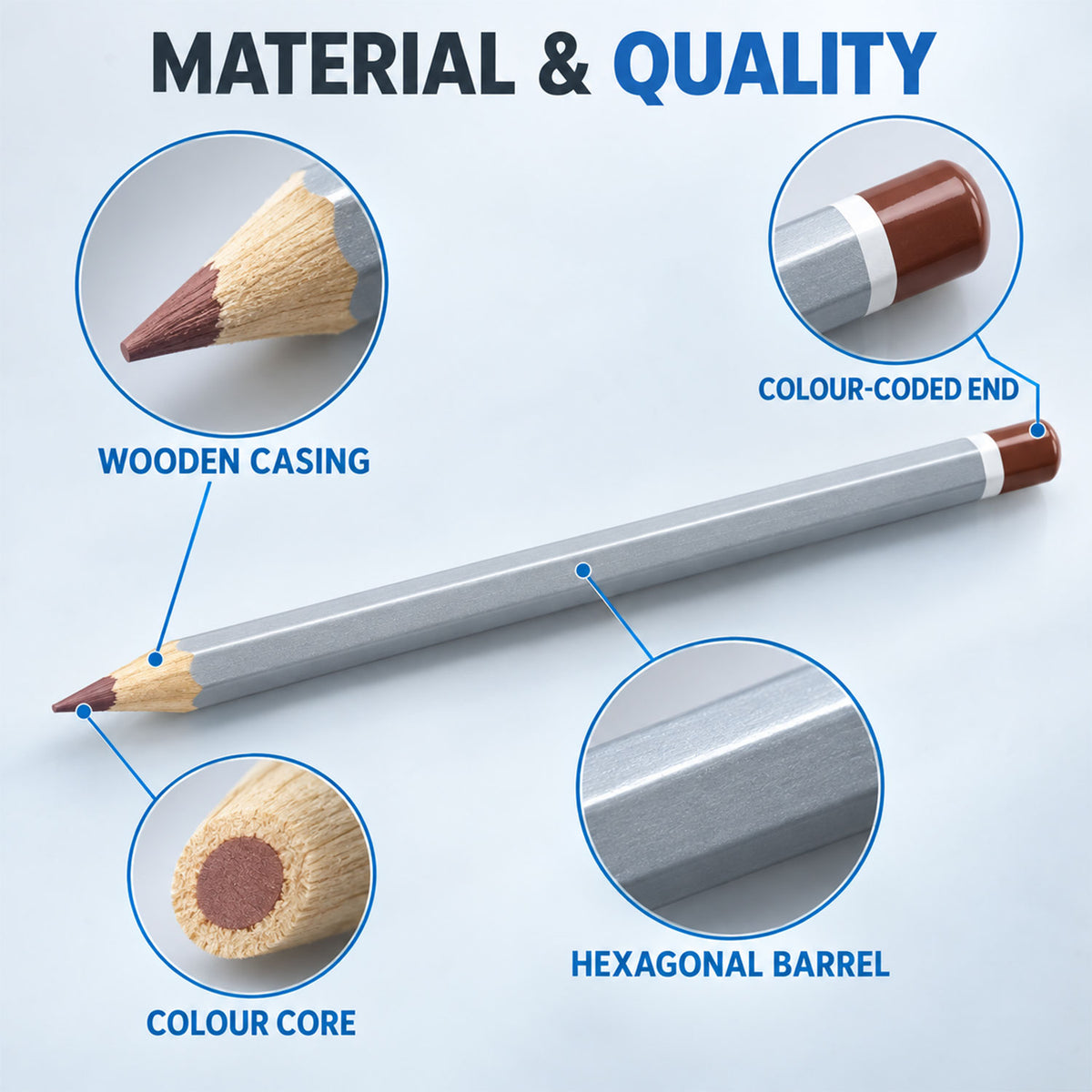 Wooden Colour Pencil Set with Sharpened Tips for Drawing and School Art Projects