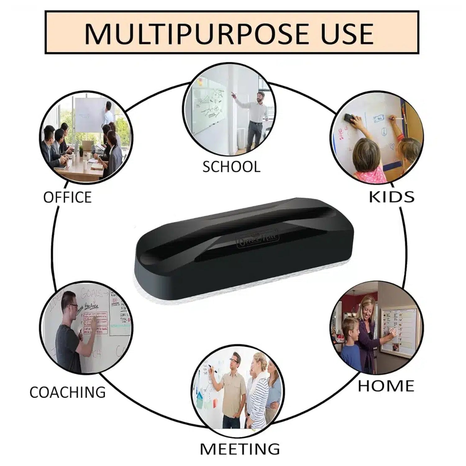 Officemate White Board Duster (Without Markers) – Durable Plastic Body, Soft Felt Surface, Easy Grip for Smooth Cleaning