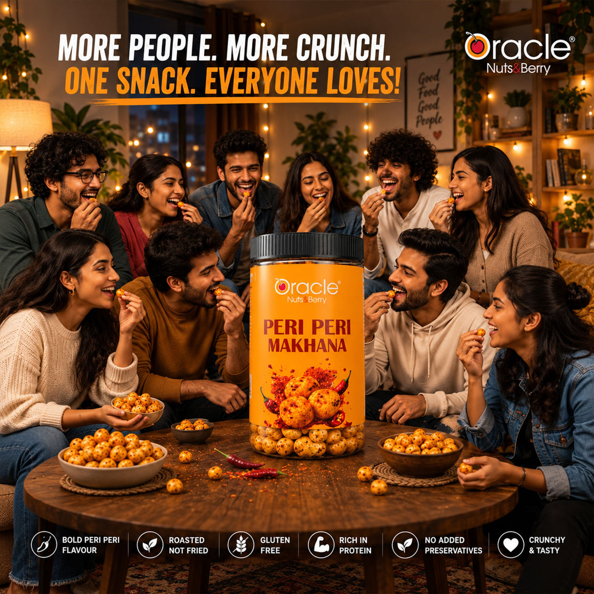 Peri Peri Makhana Premium Spicy Roasted Crunchy Fox Nuts Real Bold Tasty Spices (75g)